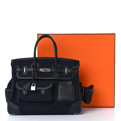 Hermes Goeland Toile Swift Cargo Birkin 35 Bleu Marine 11 of 11