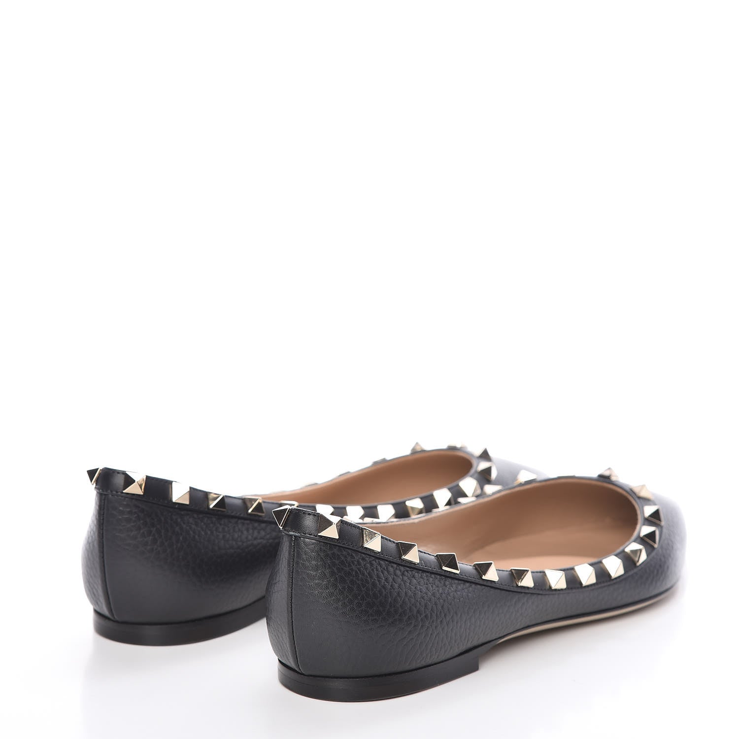 Valentino Garavani Pebbled Calfskin Rockstud Ballerina Flats 38.5 Black 4 of 9