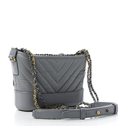 Chanel Aged Calfskin Chevron Quilted Small Gabrielle Hobo Grey 3 of 11