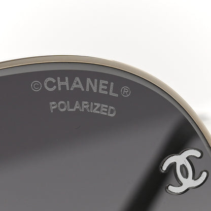 Chanel Metal Polarized CC Aviator Sunglasses 4189-T-Q Silver 7 of 8