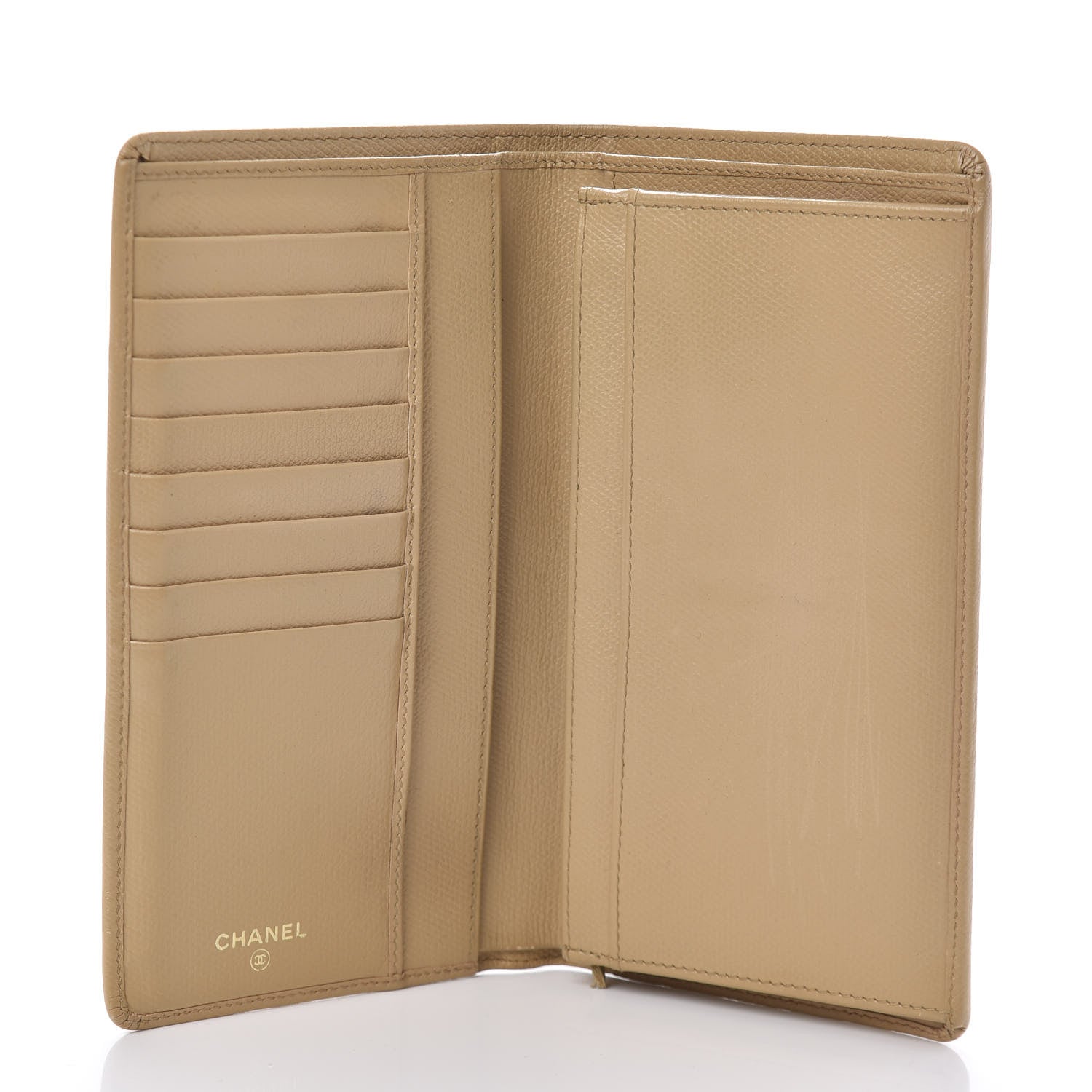 Chanel Grained Calfskin CC Button Yen Wallet Beige 5 of 11