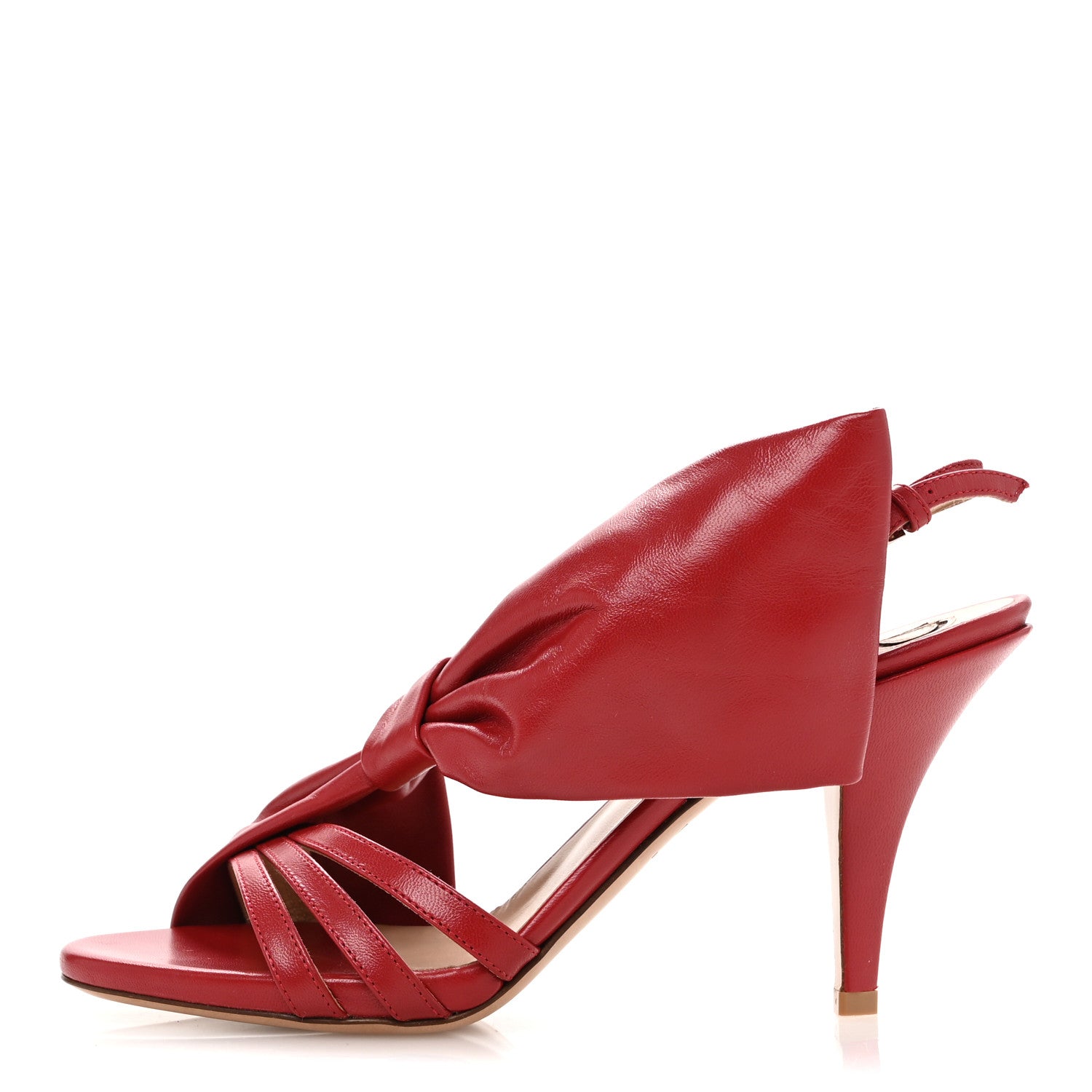 Valentino Garavani Calfskin Bow Heels 37.5 Rosso 1 of 9