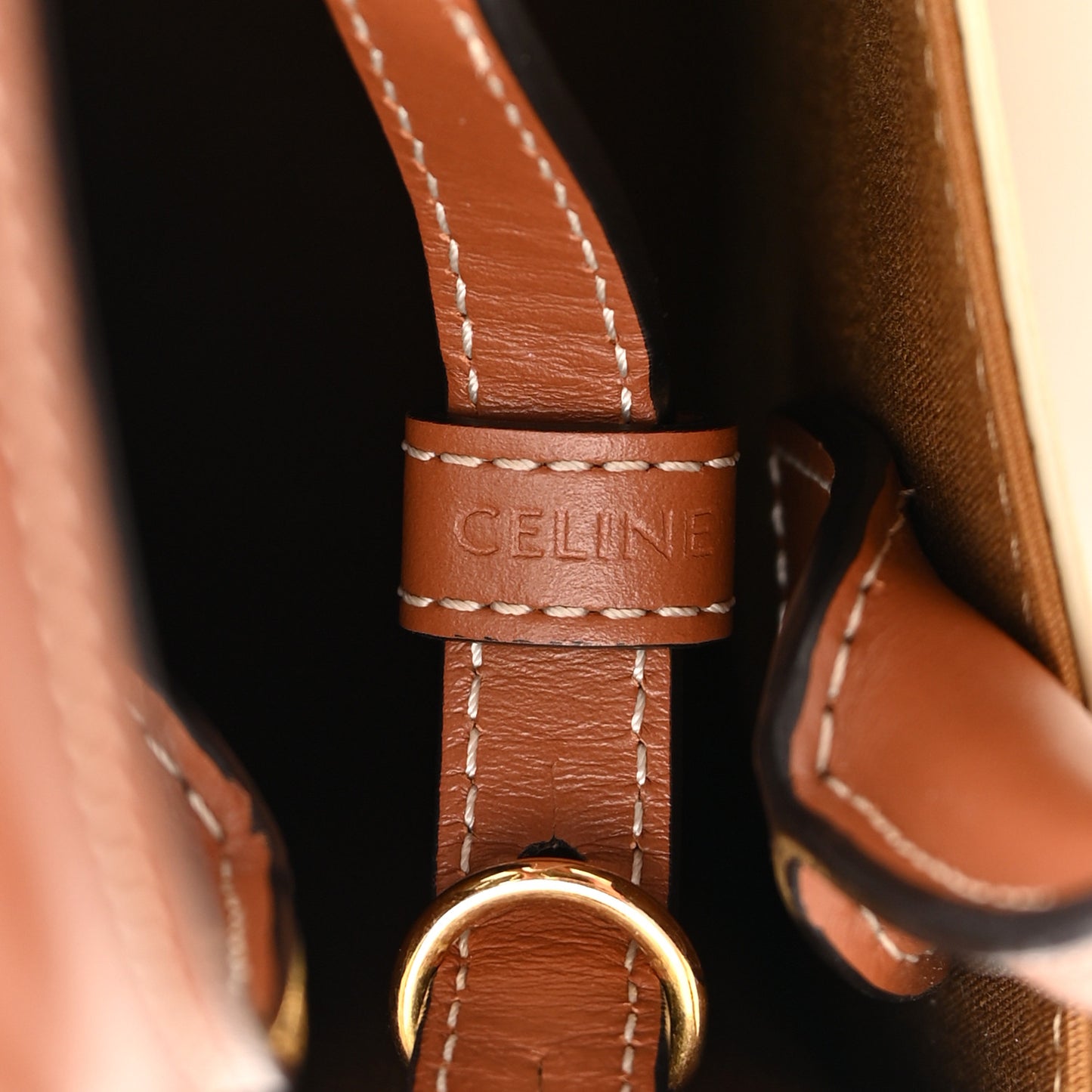 Triomphe Canvas Calfskin Mini Vertical Cabas White