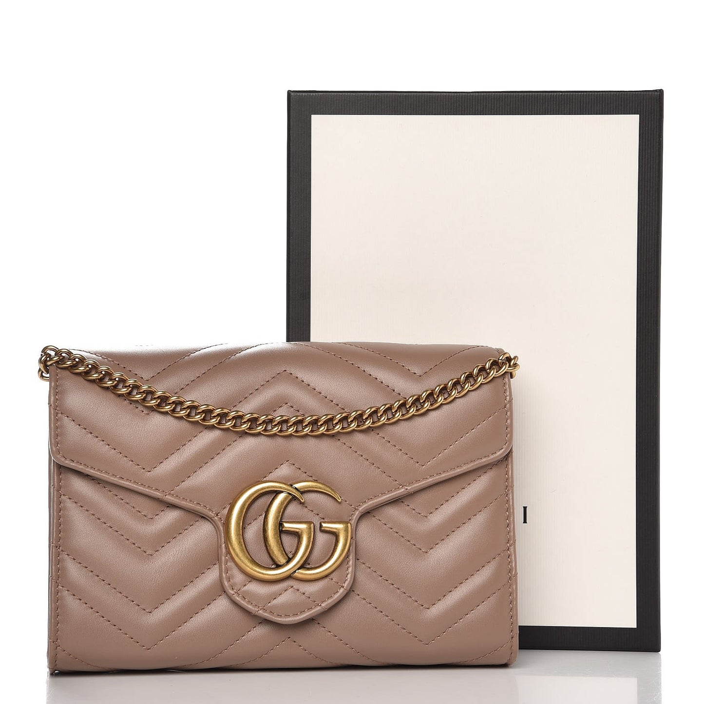 Calfskin Matelasse GG Marmont Chain Wallet Porcelain Rose