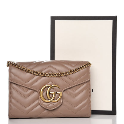 Gucci Calfskin Matelasse GG Marmont Chain Wallet Porcelain Rose 8 of 8