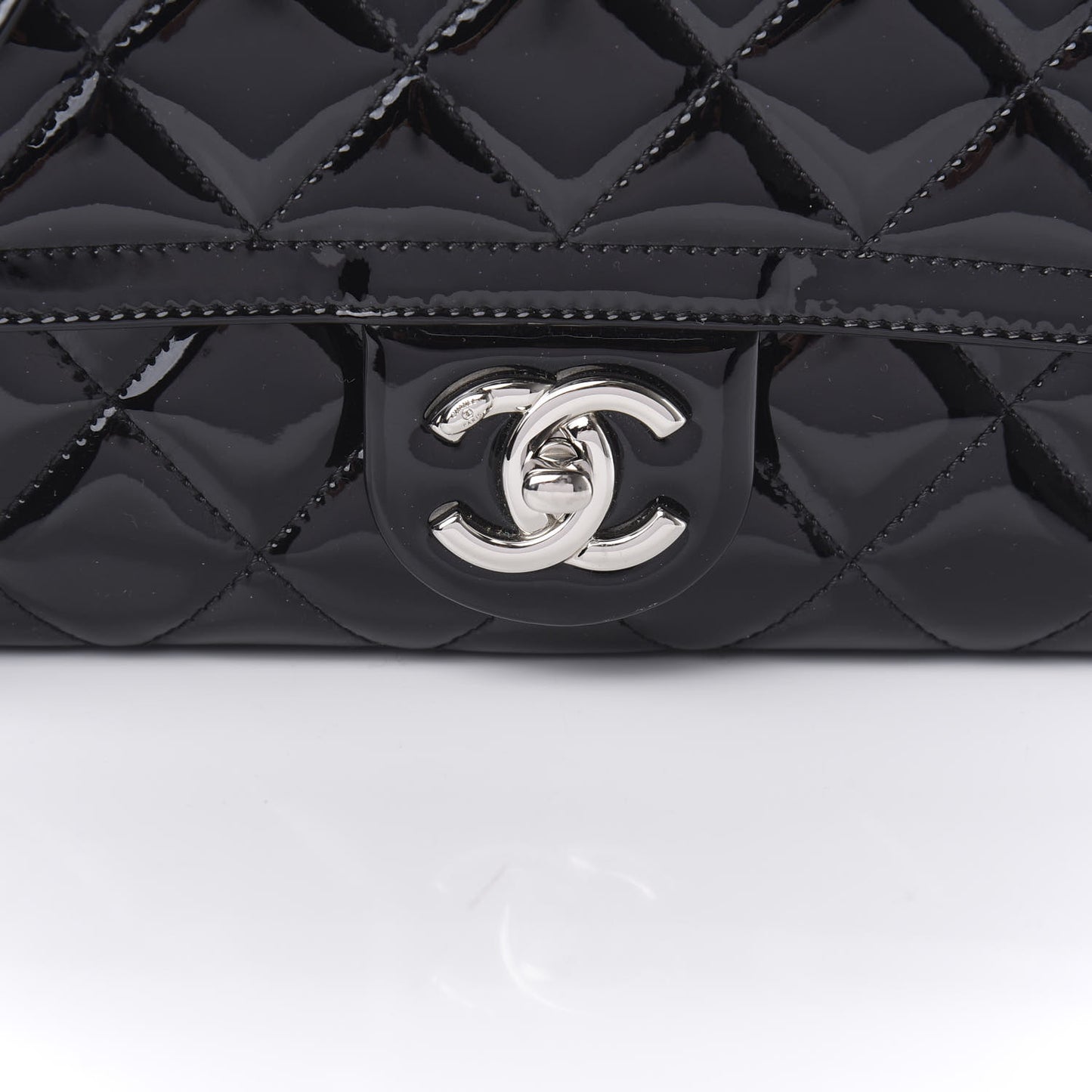 Patent Quilted Small Coco Shine Flap Black
