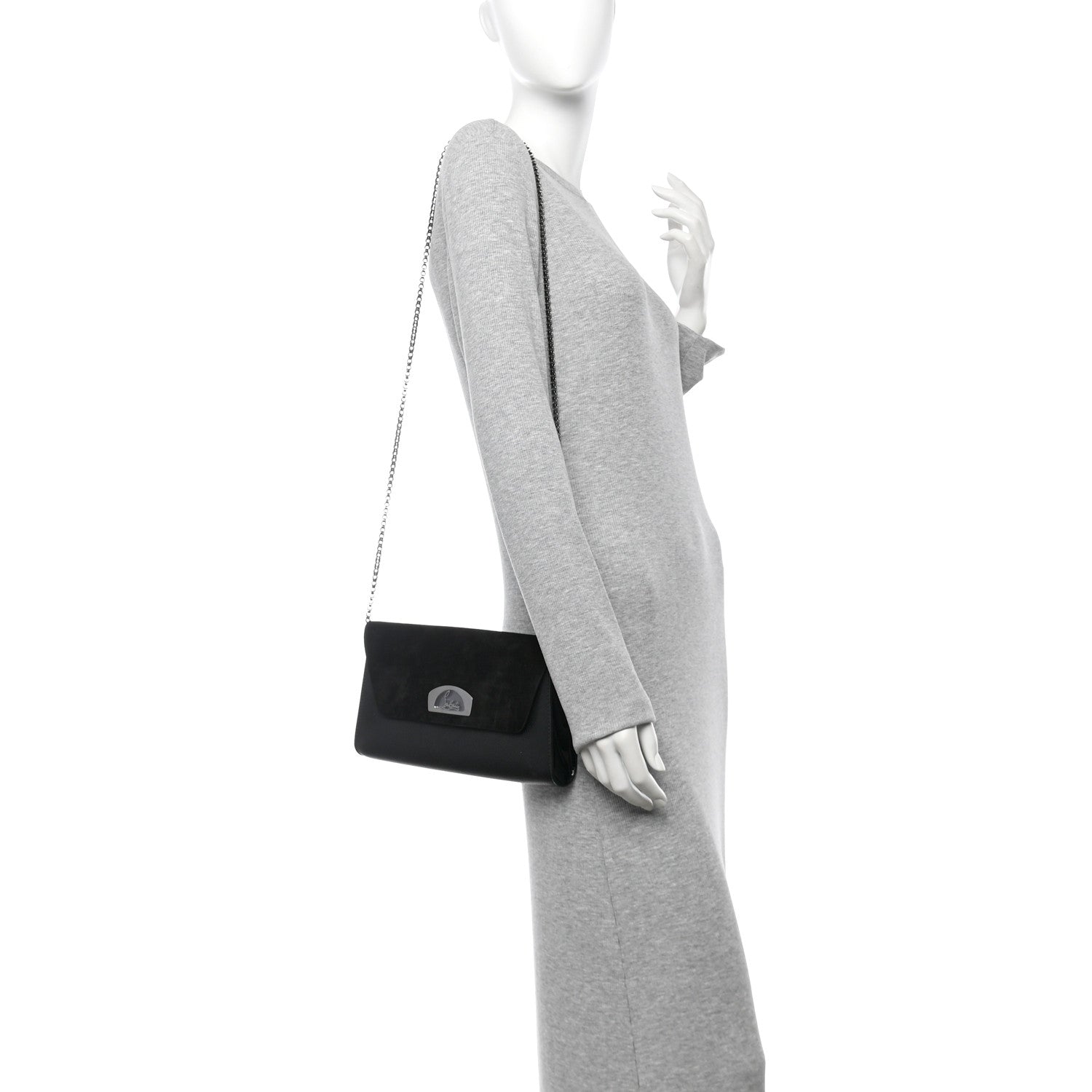 Christian Louboutin Veau Velours Calfskin Vero Dodat Clutch Black 2 of 9