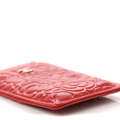 Chanel Caviar Camellia Embossed Classic Flat Wallet Pouch Red 8 of 9