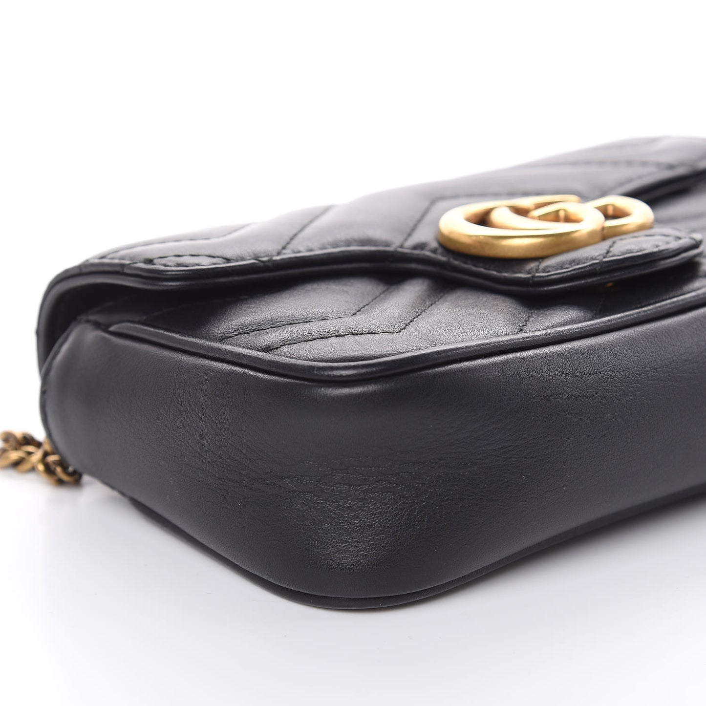 Calfskin Matelasse Super Mini GG Marmont Shoulder Bag Black