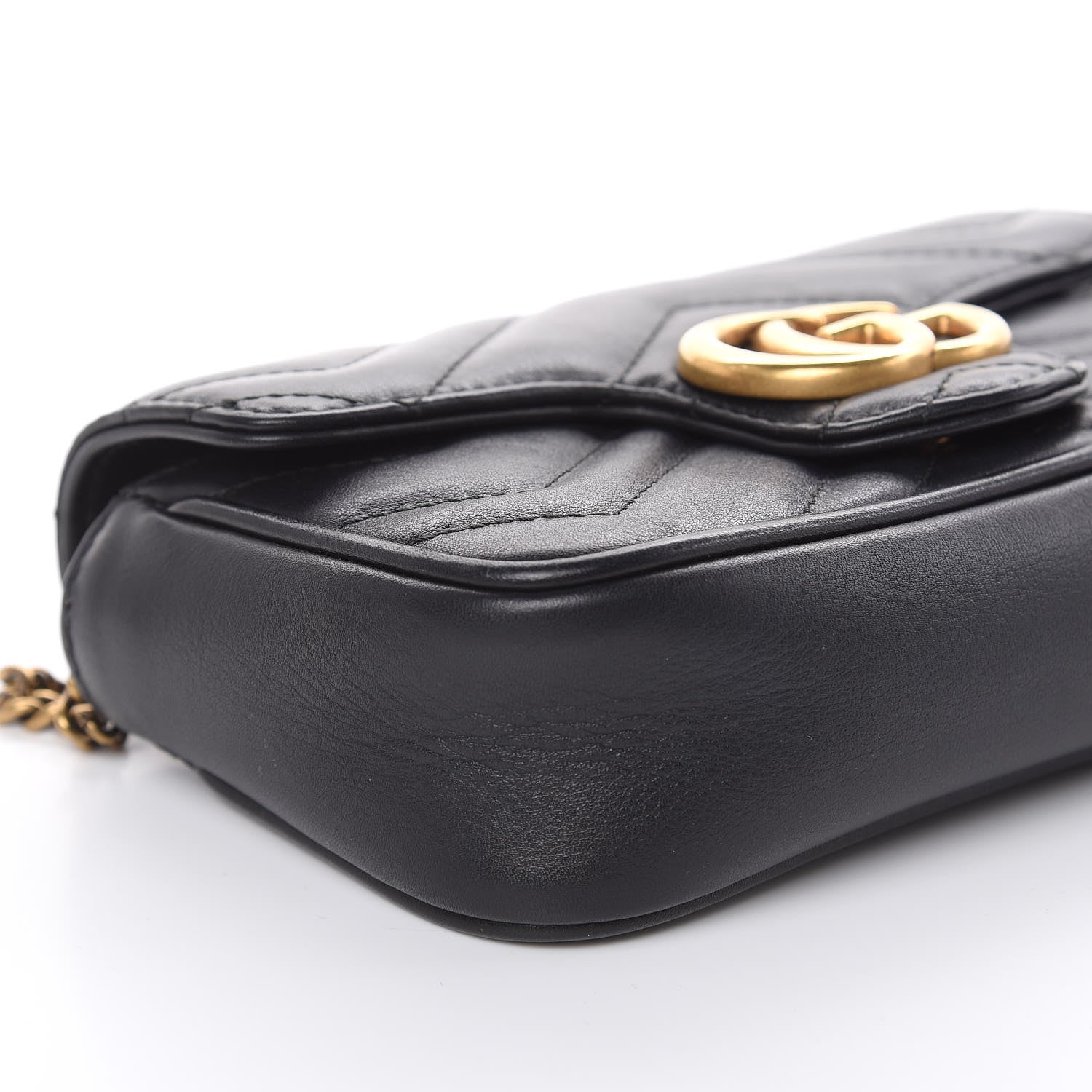 Gucci Calfskin Matelasse Super Mini GG Marmont Shoulder Bag Black 8 of 14
