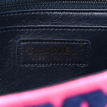Chanel Woven Jersey Medium Single Flap Pink Navy 6 of 10