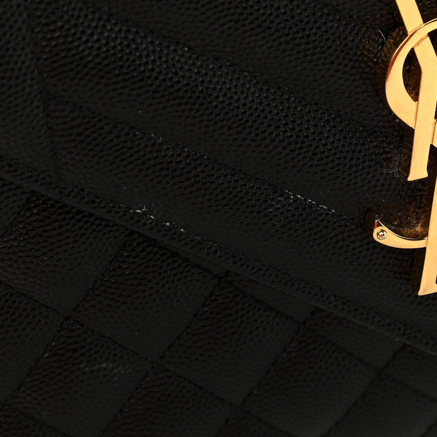 Saint Laurent Grain De Poudre Textured Mixed Matelasse Triquilt Medium Monogram Satchel Black 9 of 9