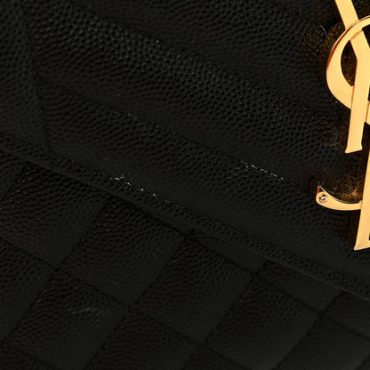 Saint Laurent Grain De Poudre Textured Mixed Matelasse Triquilt Medium Monogram Satchel Black 9 of 9