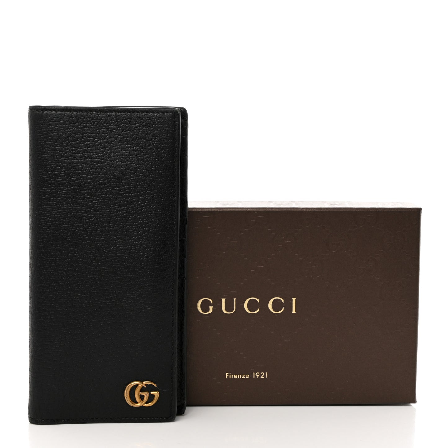 Calfskin Boar Effect GG Marmont Long Wallet Black
