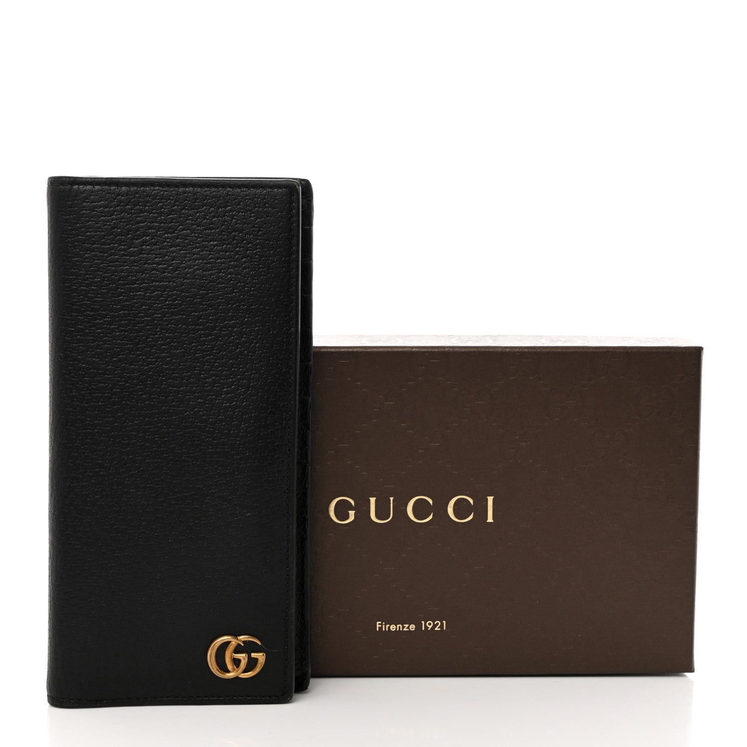 Gucci Calfskin Boar Effect GG Marmont Long Wallet Black 3 of 8