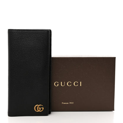 Gucci Calfskin Boar Effect GG Marmont Long Wallet Black 3 of 8