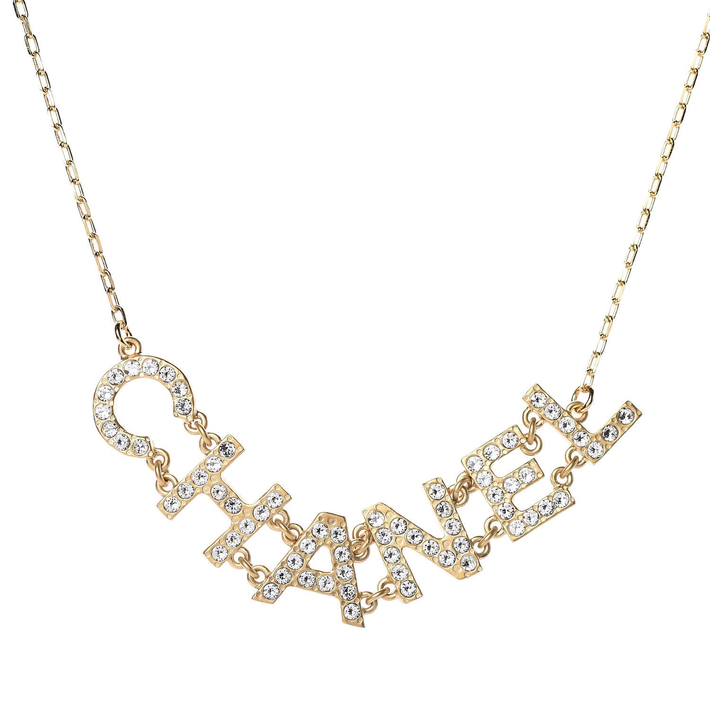 Metal Crystal 90's Icon Logo Necklace Gold