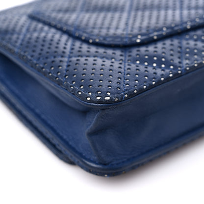 Chanel Perforated Lambskin Quilted Wallet On Chain WOC Blue 11 of 17