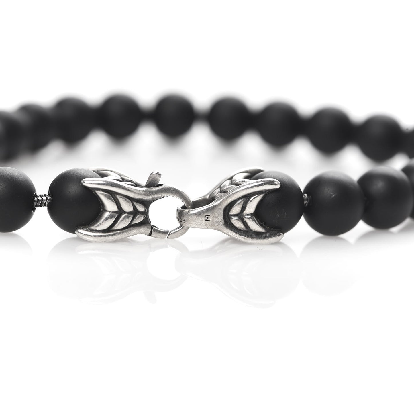 Sterling Silver Black Onyx 8mm Spiritual Beads Bracelet