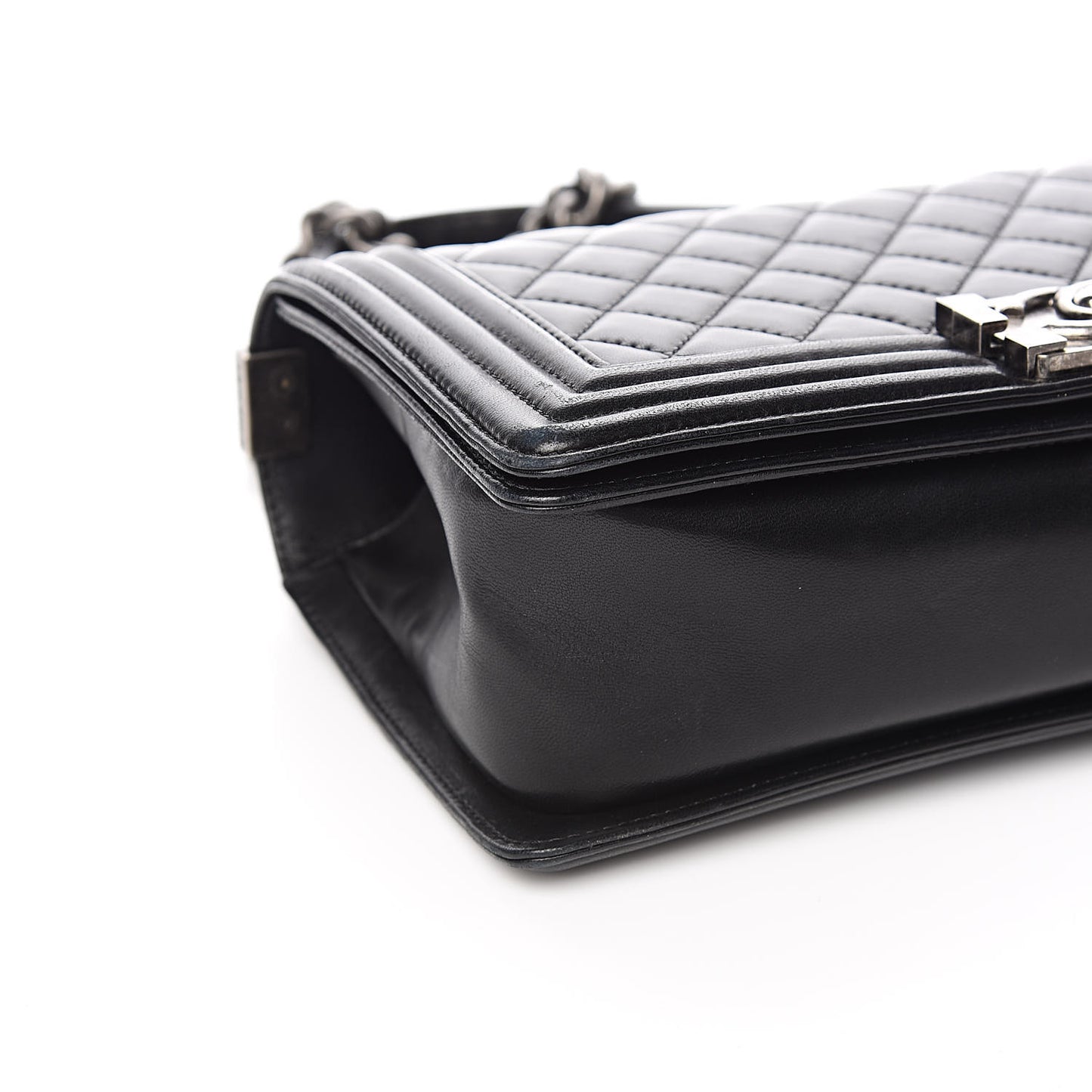 Lambskin Quilted Medium Boy Flap Black