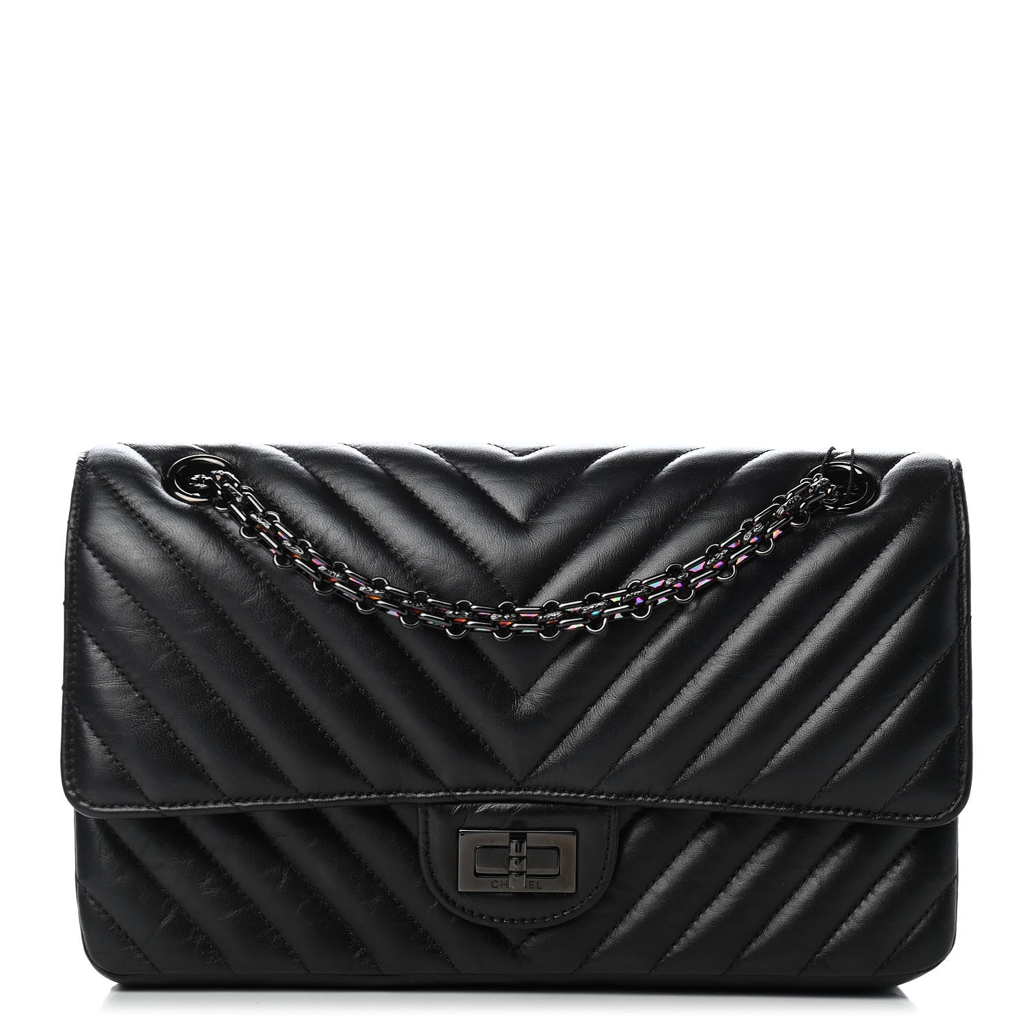 Chanel Aged Calfskin Chevron Quilted 2.55 Reissue 225 Flap So Black 1 of 10