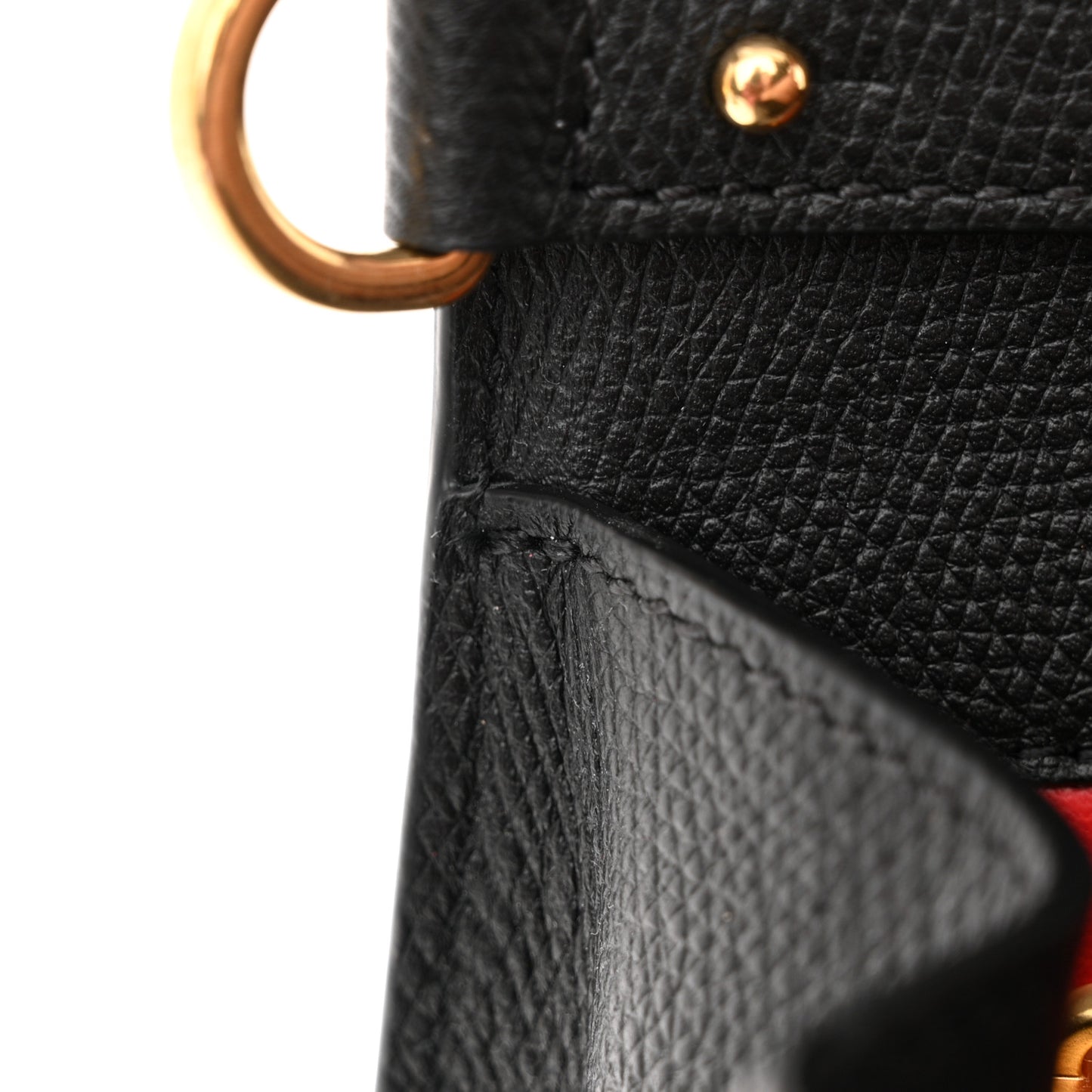 Grainy Calfskin Small VSling Top Handle Bag Black