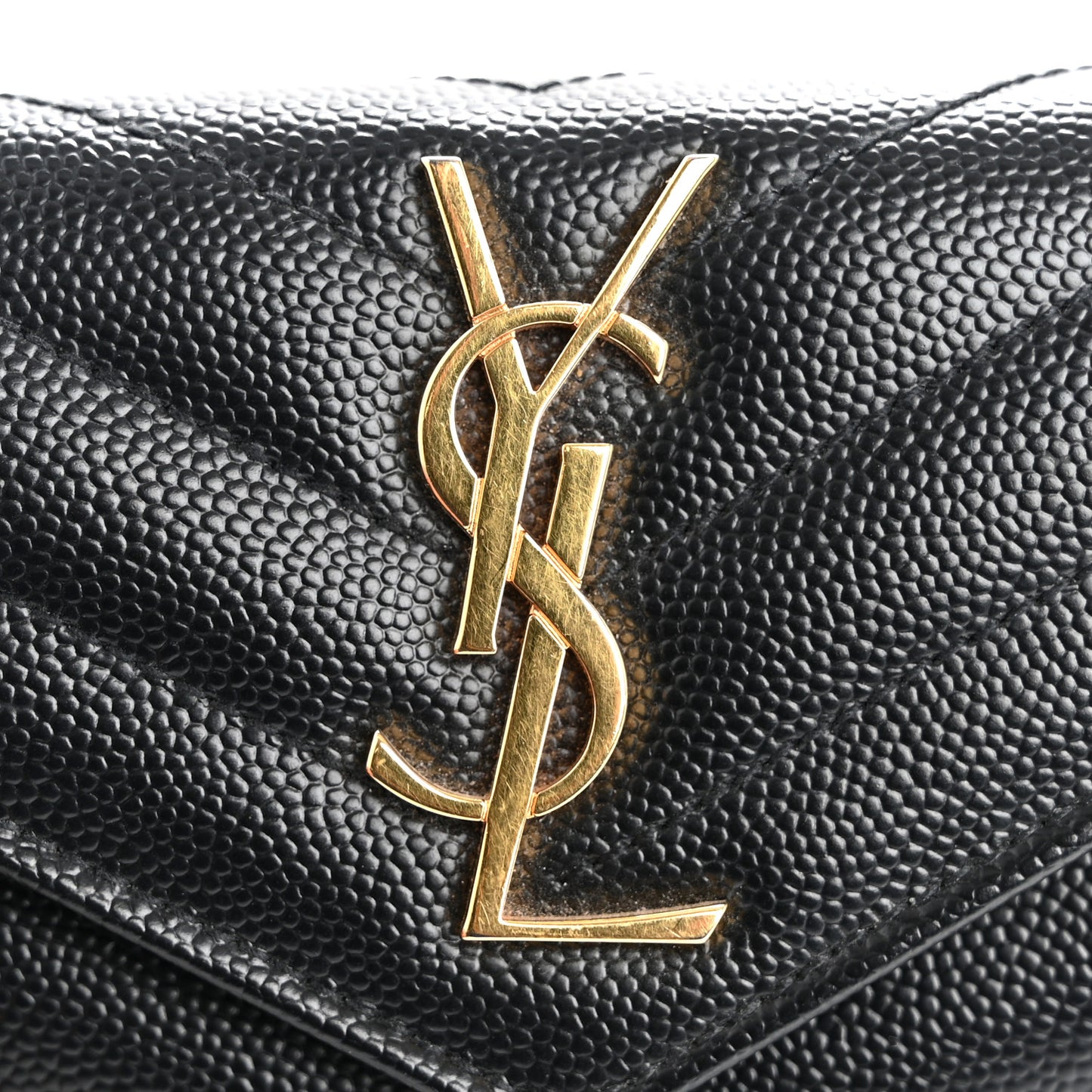 Grain De Poudre Matelasse Chevron Small Monogram Envelope Wallet Black