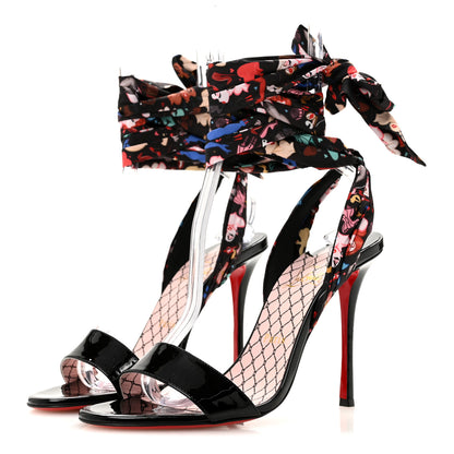 Christian Louboutin Patent Satin Fetish Du Desert 100 Sandal 39.5 Black 39.5 Black 4 of 9