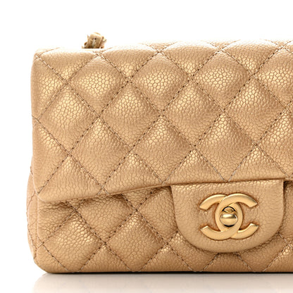 Chanel Pearly Caviar Quilted Mini Rectangular Flap Gold 11 of 12