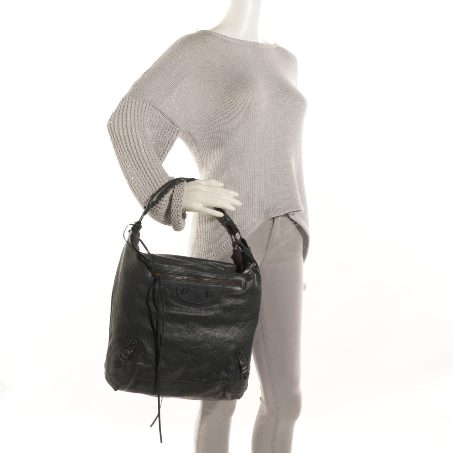 Agneau Classic Hardware Day Hobo Anthracite