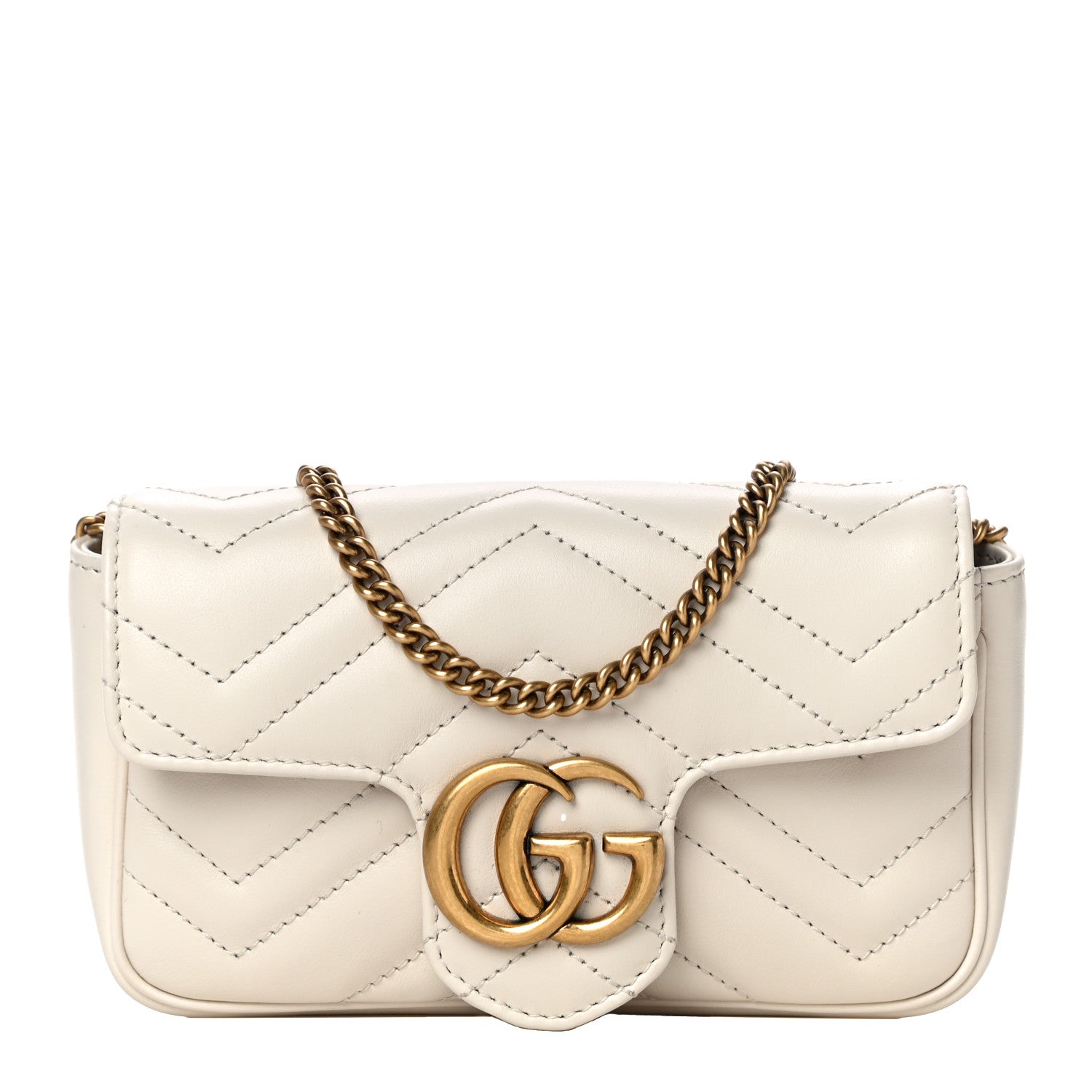 Gucci Calfskin Matelasse Super Mini GG Marmont Shoulder Bag White 1 of 11