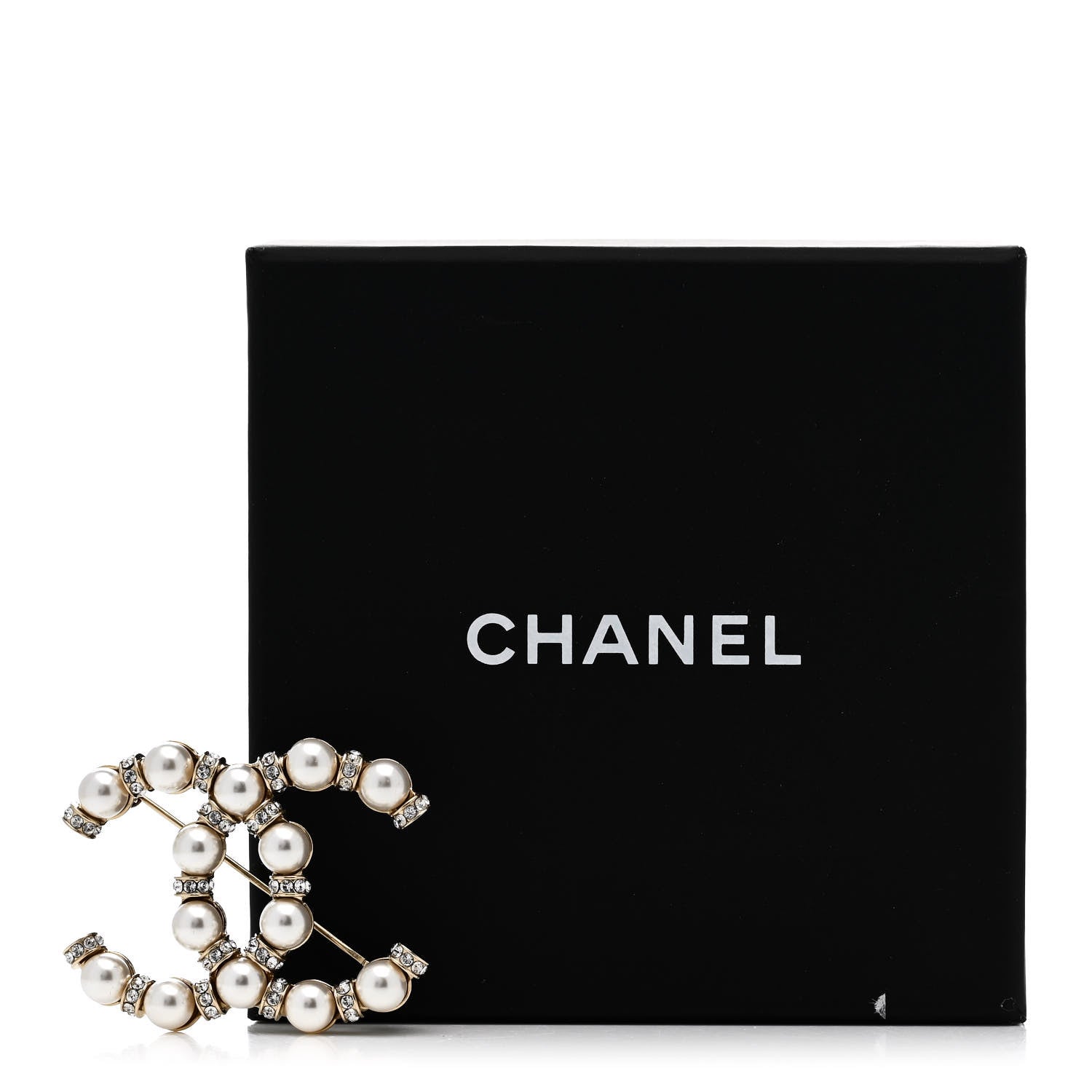 Chanel Pearl Crystal Nefertiti CC Brooch Gold 4 of 4