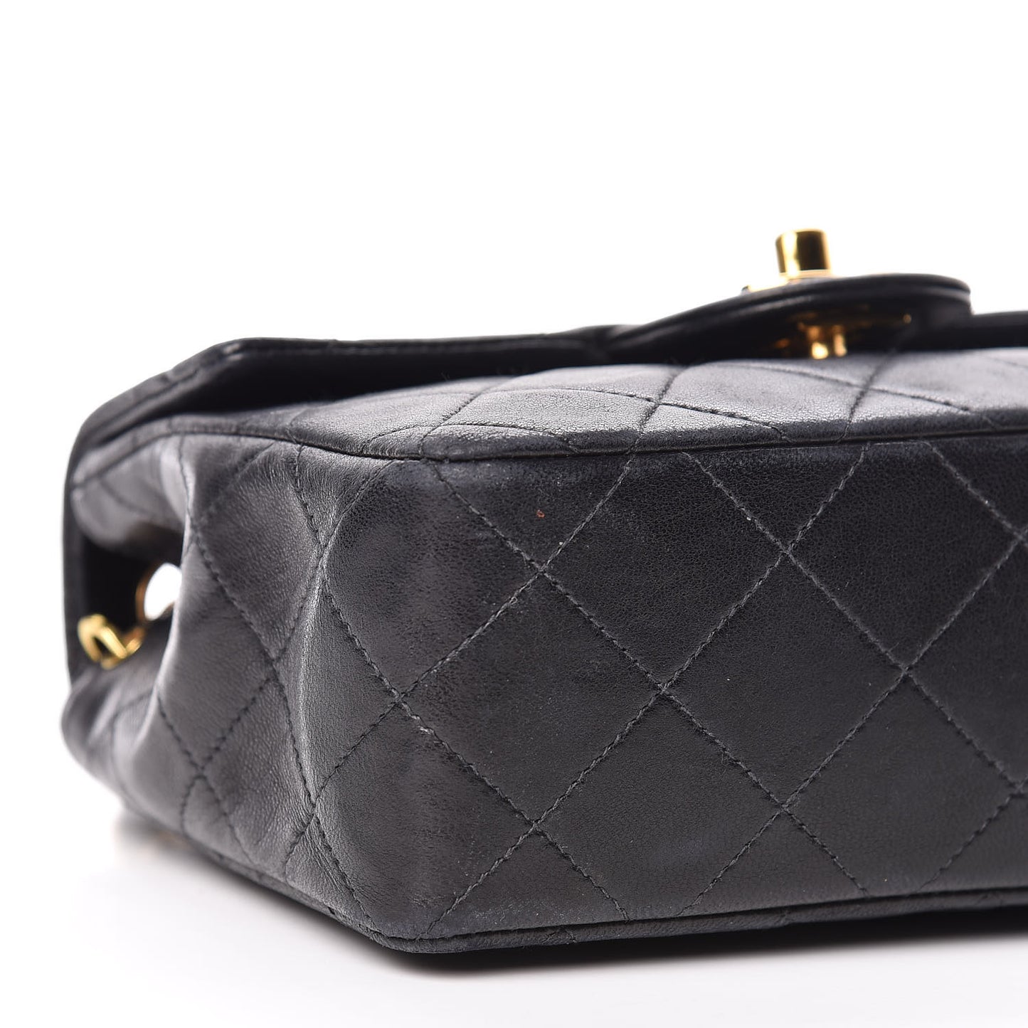Lambskin Quilted Mini Square Flap Black