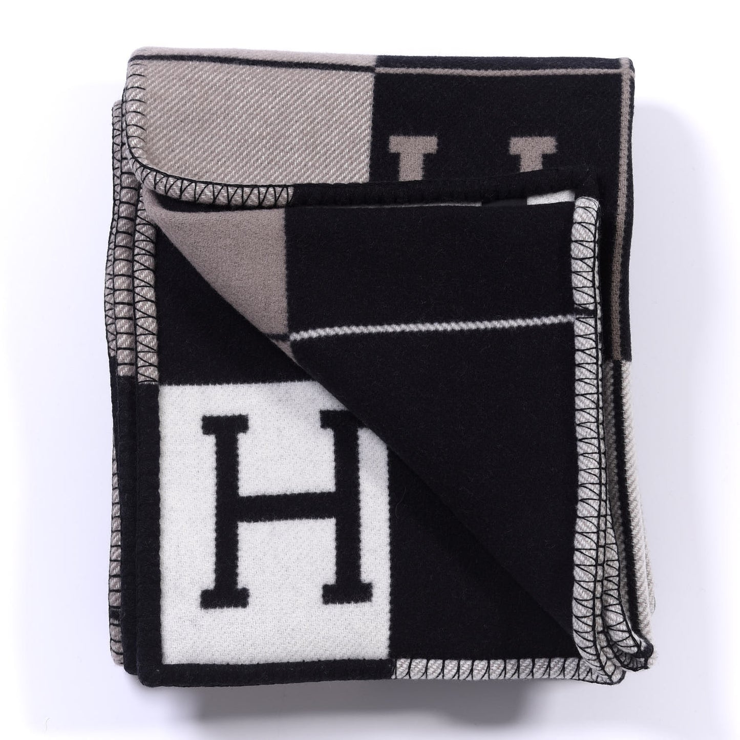 Wool Cashmere Avalon III Blanket Ecru Black