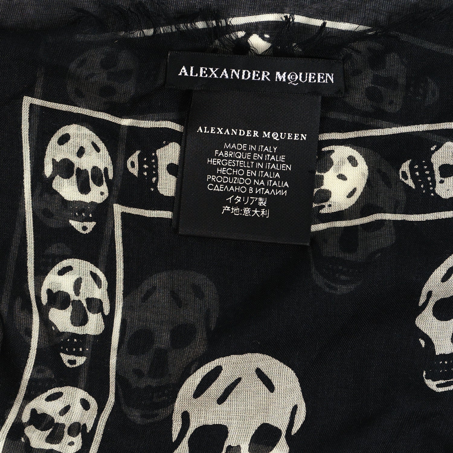 Alexander McQueen Silk Chiffon Skull Scarf Black Ivory 3 of 3