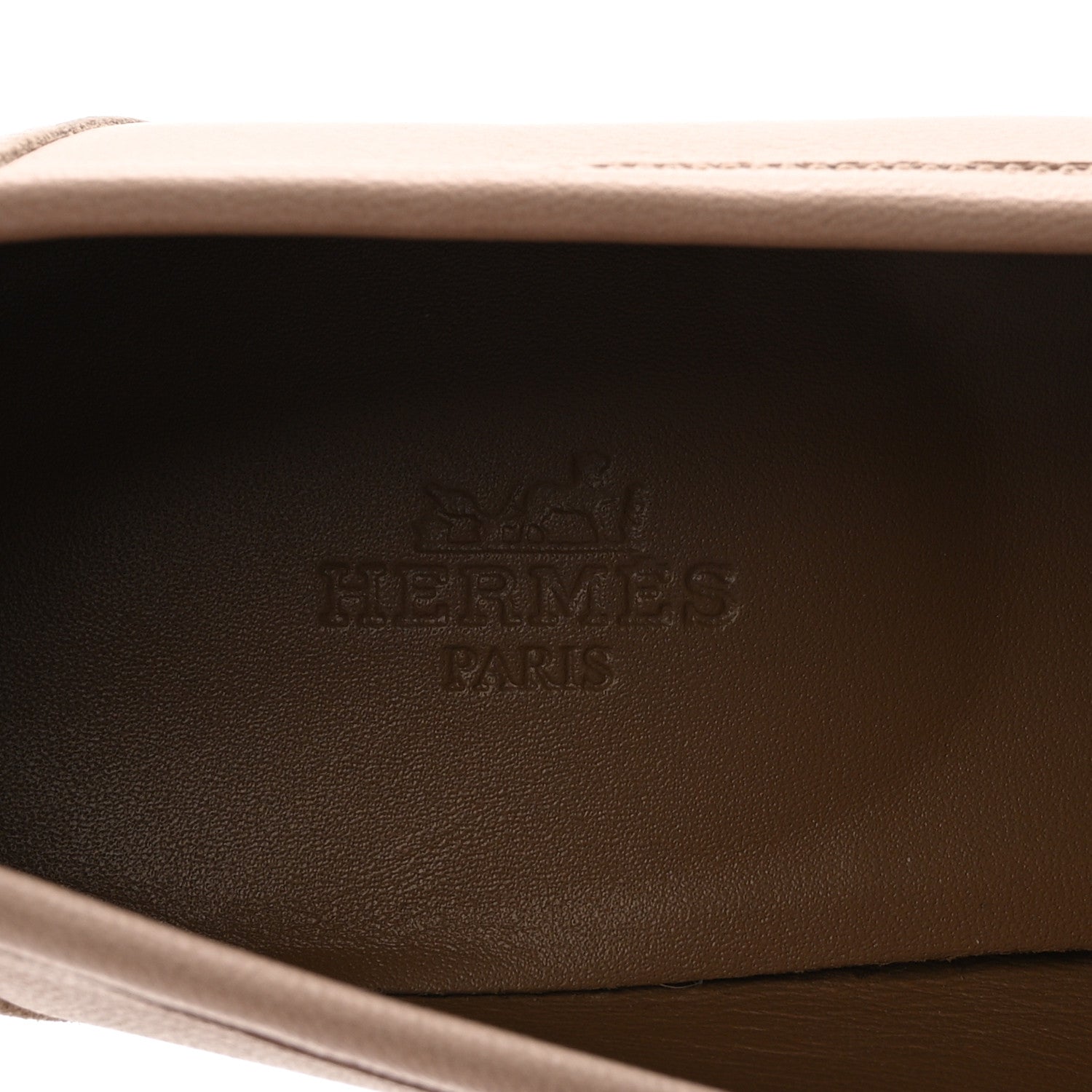 Hermes Goatskin Womens Paris Loafers 38.5 Beige Nude 8 of 10