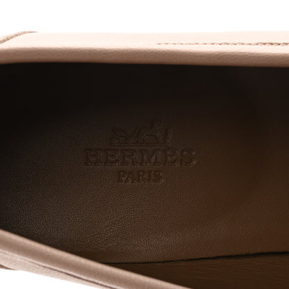 Hermes Goatskin Womens Paris Loafers 38.5 Beige Nude 8 of 10