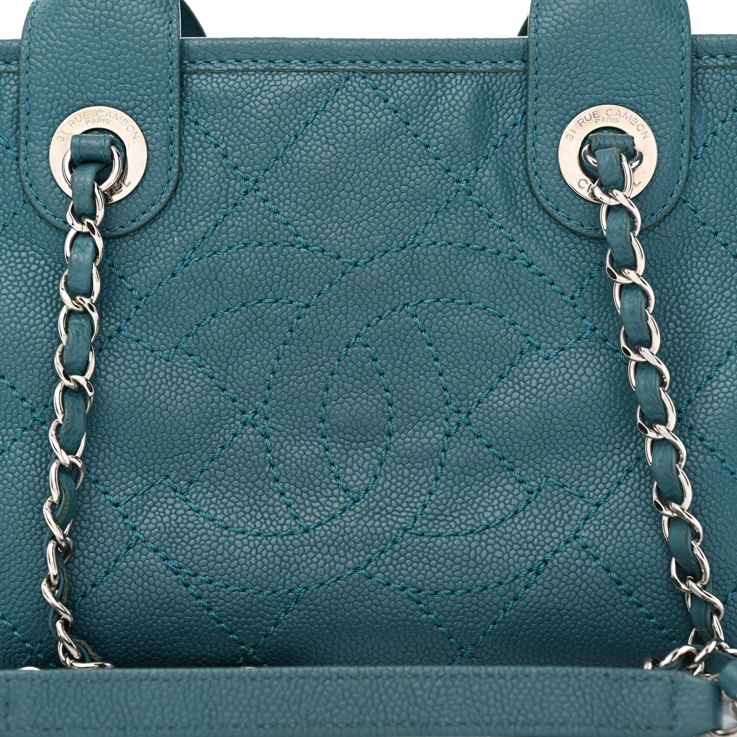 Caviar Quilted Small Deauville Bowling Bag Blue