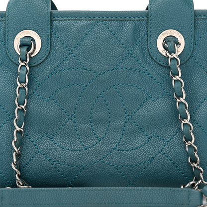 Chanel Caviar Quilted Small Deauville Bowling Bag Blue 8 of 12