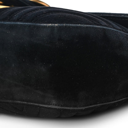 Gucci Velvet Matelasse Small GG Marmont Shoulder Bag Black 8 of 22