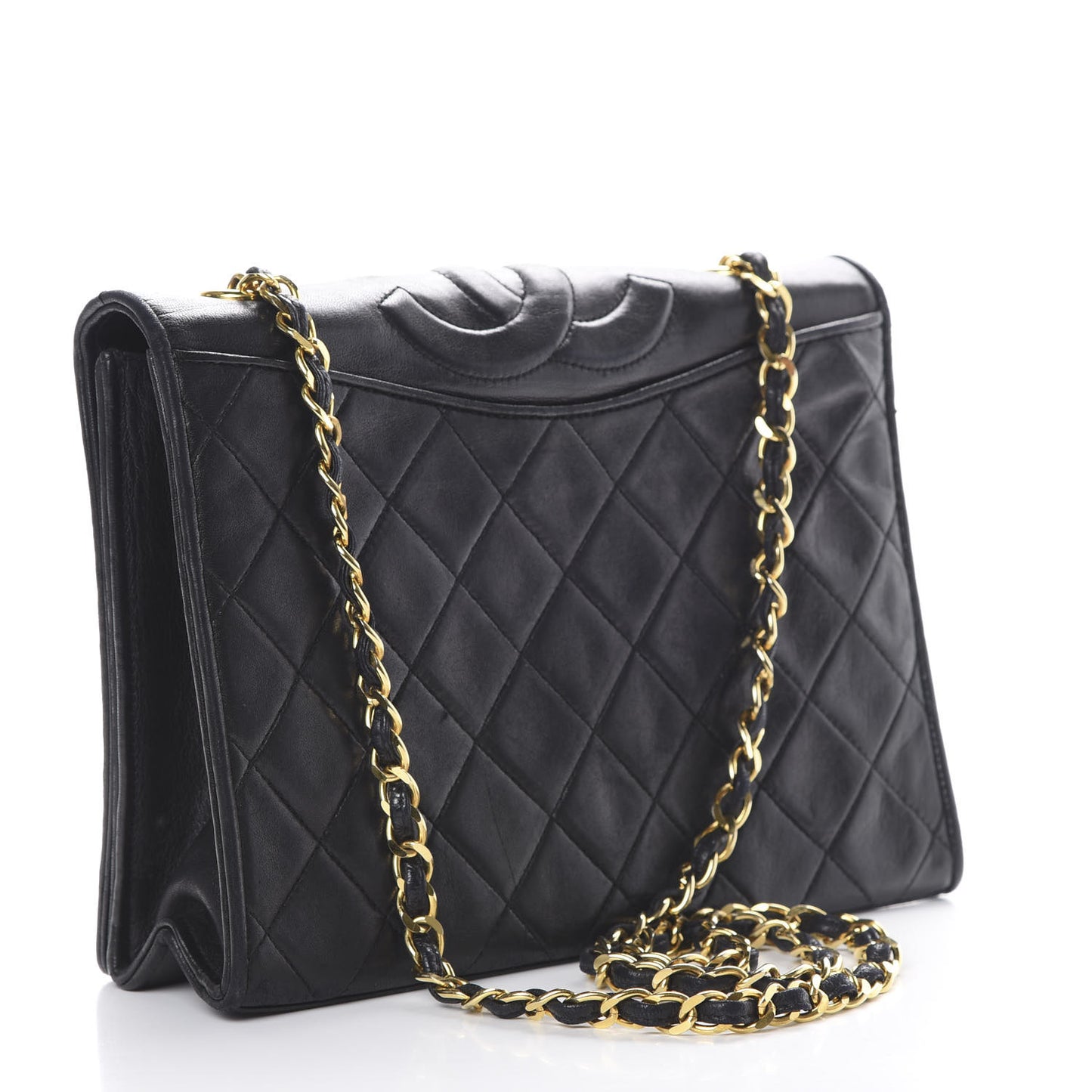 Lambskin Quilted CC Small Single Flap Black