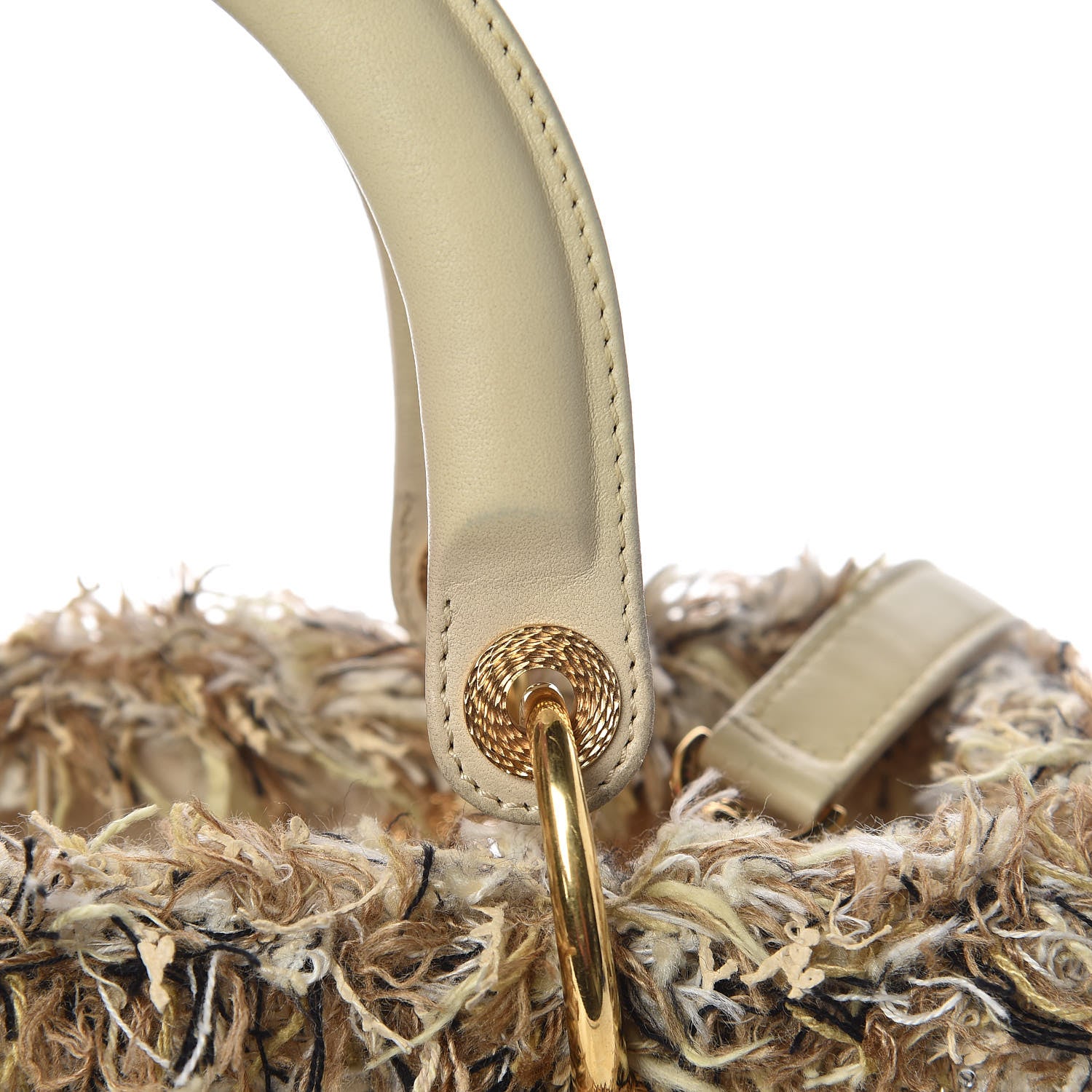 Christian Dior Tweed Crystal Fringe Medium Lady Dior Beige 12 of 18