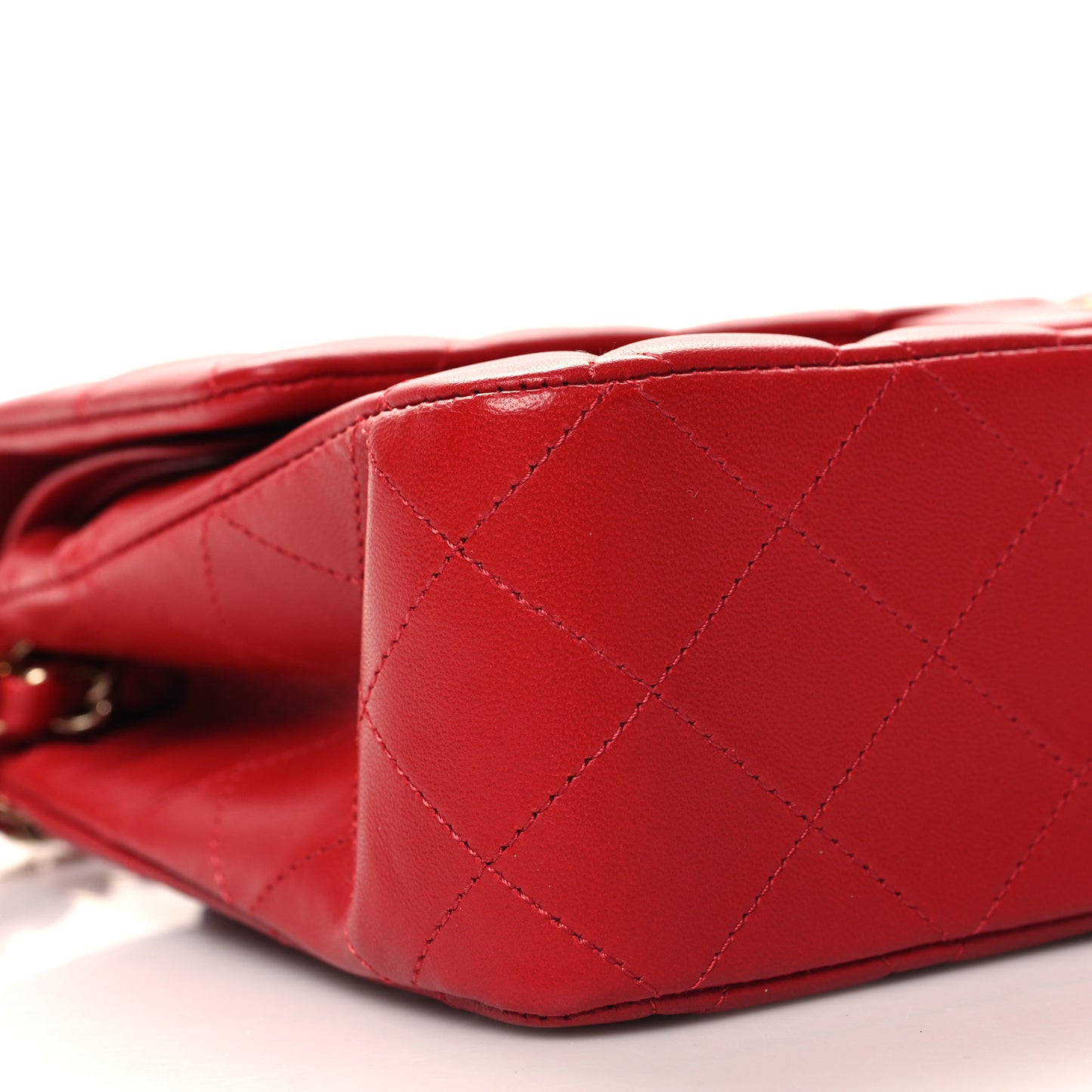 Lambskin Quilted Medium Double Flap Red
