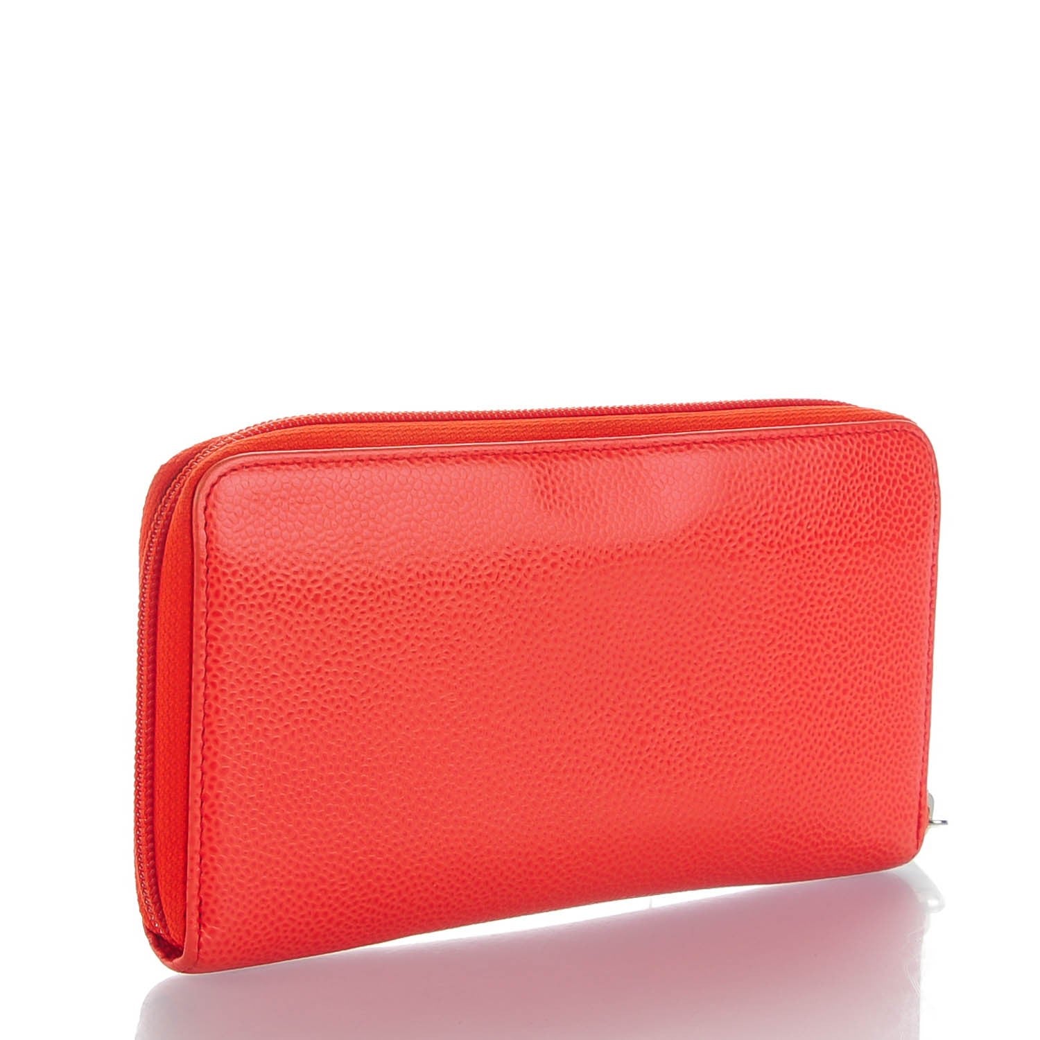 Chanel Caviar Large Timeless CC Gusset Zip Around Wallet Light Red 3 of 8