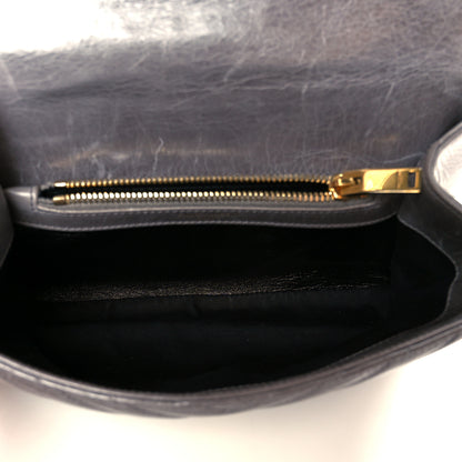 Saint Laurent Waxed Calfskin Matelasse Chevron Medium Monogram College Bag Fog Gray 5 of 10