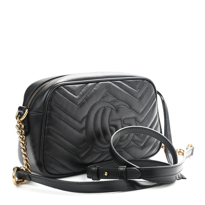 Gucci Calfskin Matelasse Small GG Marmont Chain Shoulder Bag Black 3 of 9