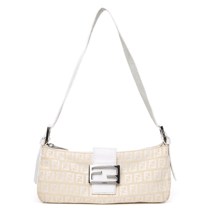Fendi Zucchino Baguette White Beige 1 of 9
