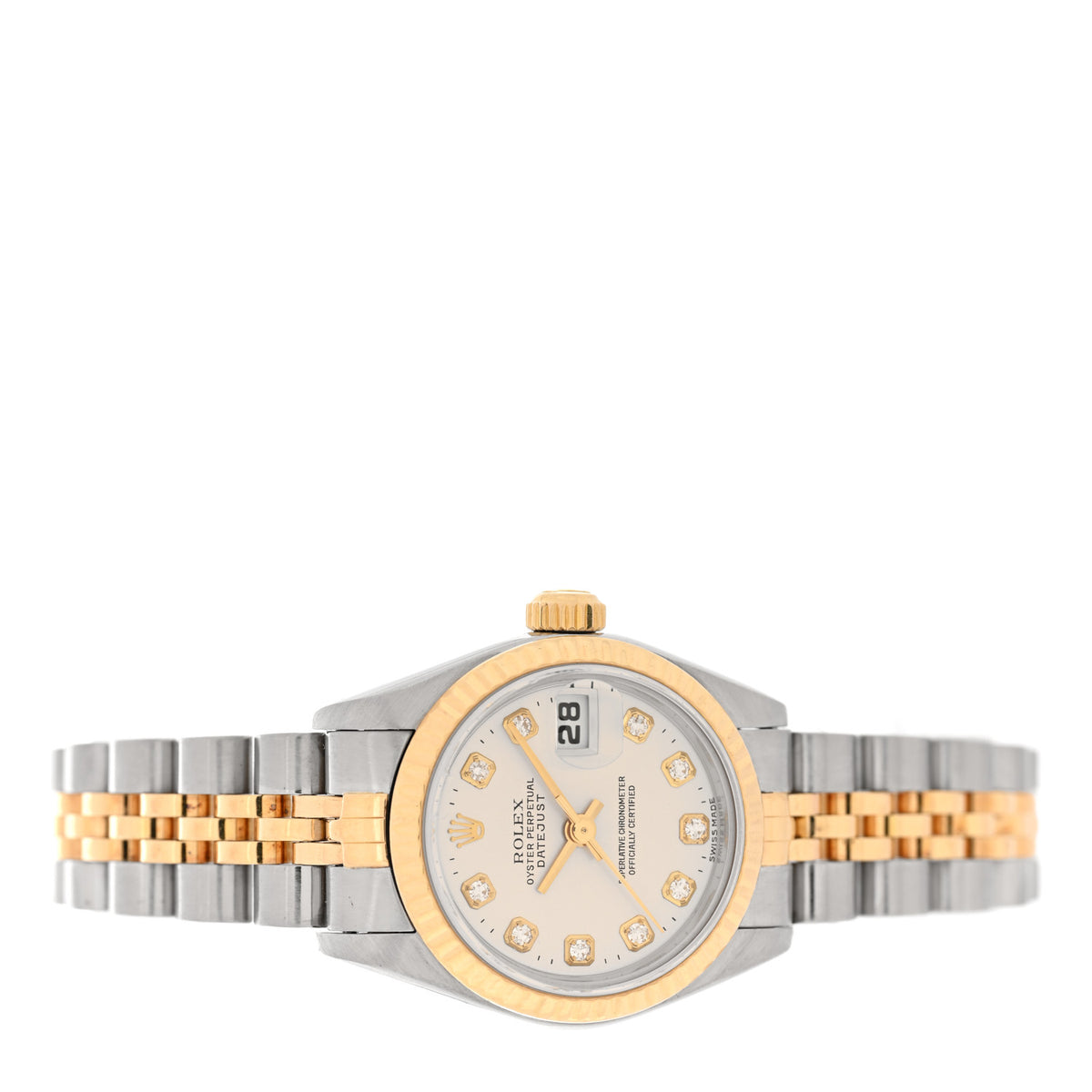 Rolex Stainless Steel 18K Yellow Gold Diamond 26mm Oyster Perpetual Datejust Watch Silver 69173 2 of 5