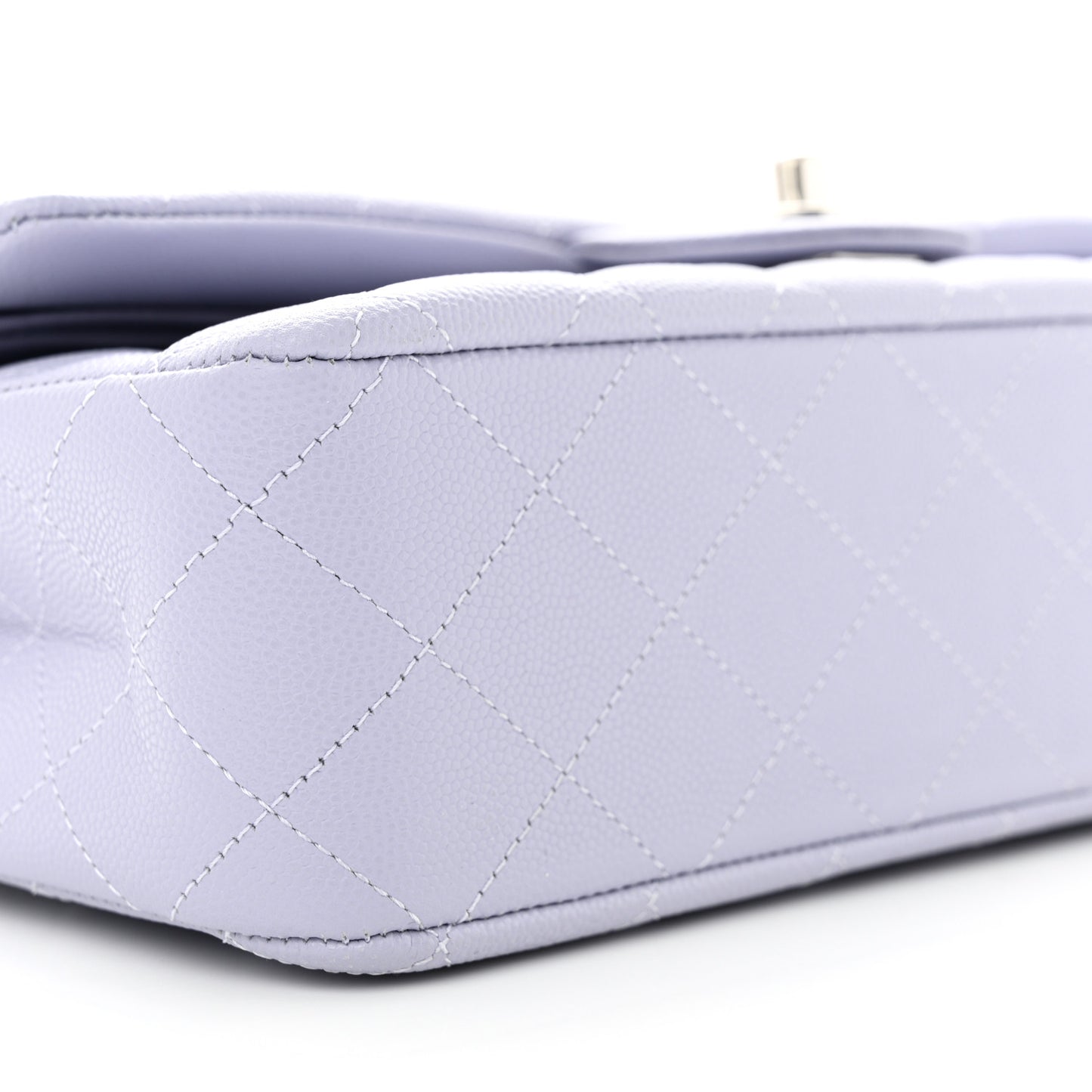 Caviar Quilted Medium Double Flap Light Purple