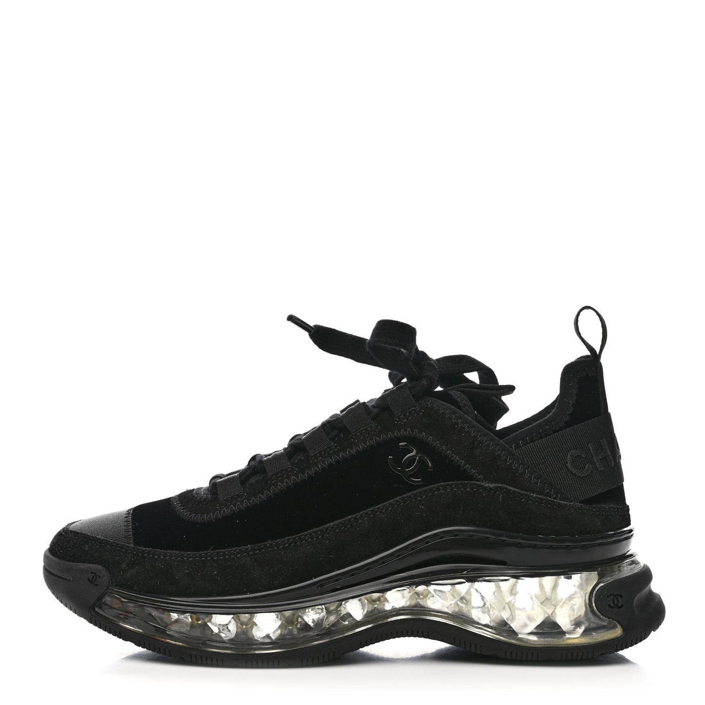 Suede Calfskin Velvet Grosgrain CC Sneakers 35.5 Black